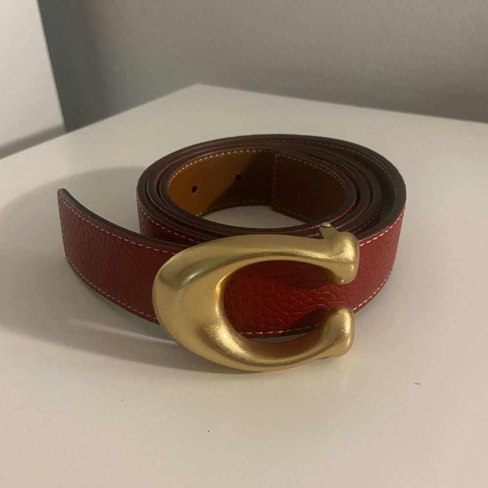 Coach reversible C signature red/brown belt - Picture 1 of 9